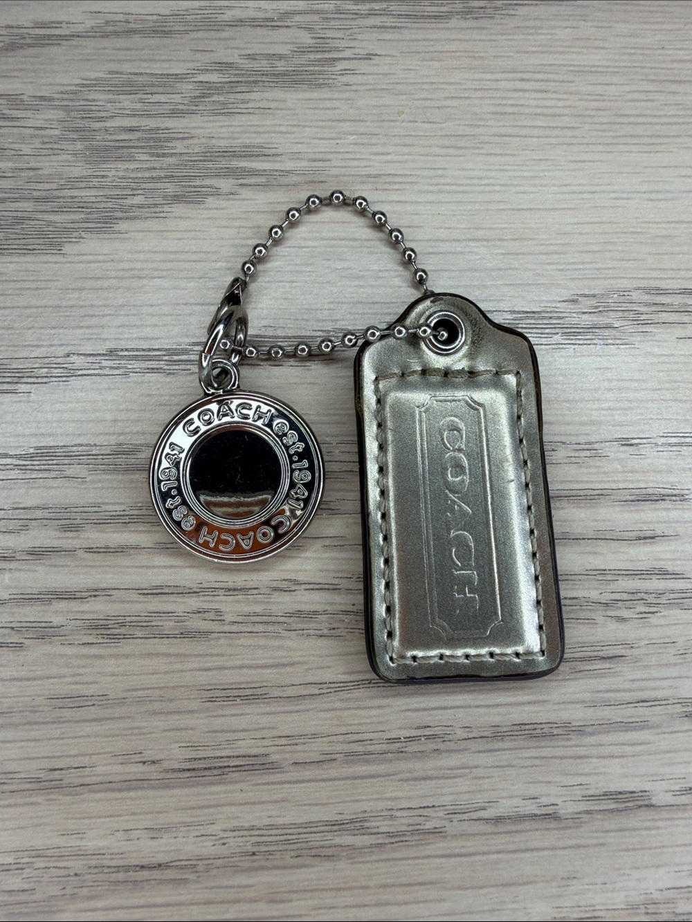 Coach Hang tags Metallic Gold Leather Tag & Logo Disc Keychain Charm